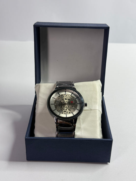 Silver Rado Skeleton Dial Watch